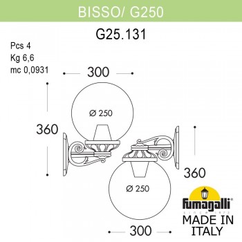 Светильник уличный настенный FUMAGALLI BISSO/G250 G25.131.000.BXE27