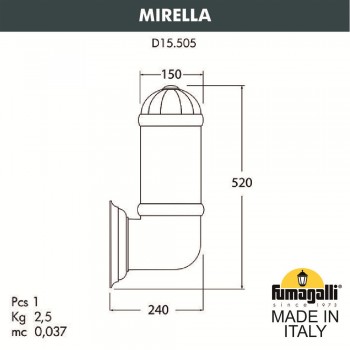 Светильник уличный настенный FUMAGALLI MIRELLA D15.505.000.BYF1R