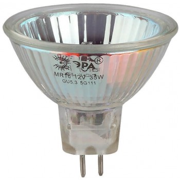 Лампа галогенная ЭРА GU5.3 35W 3000K прозрачная GU5.3-MR16-35W-12V-CL C0027355