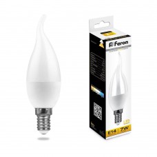 Лампа светодиодная Feron E14 7W 2700K Свеча на ветру Матовая LB-97 25760