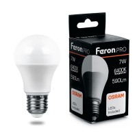 Лампа светодиодная Feron Pro E27 7W 6400K матовая LB-1007 38025 Лампа светодиодная Feron Pro E27 7W 6400K матовая LB-1007 38025