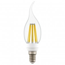 Лампа светодиодная филаментная Е14 6W 4200K свеча на ветру прозрачная 933604
