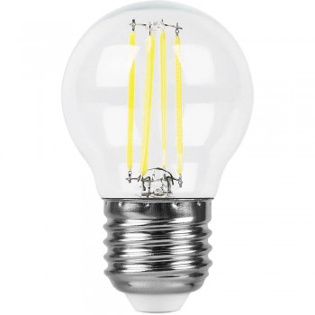 Лампа светодиодная филаментная Feron E27 9W 2700K Шар Прозрачная LB-509 38003