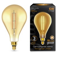 Лампа светодиодная филаментная Gauss E27 6W 2700K янтарная 179802118 Лампа светодиодная филаментная Gauss E27 6W 2700K янтарная 179802118