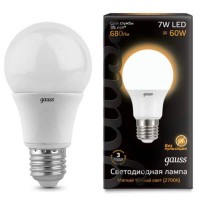 Лампа светодиодная Gauss E27 7W 3000K матовая 102502107 Лампа светодиодная Gauss E27 7W 3000K матовая 102502107