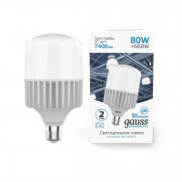 Лампа светодиодная Gauss E40 80W 6500K матовая 63438 Лампа светодиодная Gauss E40 80W 6500K матовая 63438