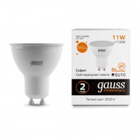 Лампа светодиодная Gauss GU10 11W 3000K матовая 13611 Лампа светодиодная Gauss GU10 11W 3000K матовая 13611