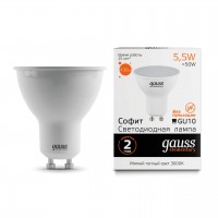 Лампа светодиодная Gauss GU10 5.5W 3000K матовая 13616 Лампа светодиодная Gauss GU10 5.5W 3000K матовая 13616