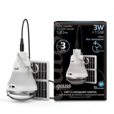 Лампа светодиодная Gauss с солнечной панелью 3W 4000K прозрачная 902102203