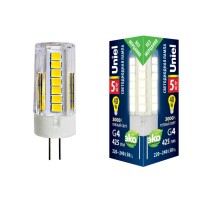 Лампа светодиодная Uniel G4 5W 3000K прозрачная LED-JC-220/5W/3000K/G4/CL GLZ09TR UL-00006744 Лампа светодиодная Uniel G4 5W 3000K прозрачная LED-JC-220/5W/3000K/G4/CL GLZ09TR UL-00006744
