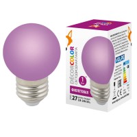 Лампа светодиодная Volpe E27 1W фиолетовая LED-G45-1W/PURPLE/E27/FR/С UL-00005652 Лампа светодиодная Volpe E27 1W фиолетовая LED-G45-1W/PURPLE/E27/FR/С UL-00005652