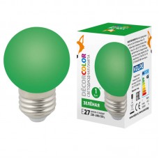 Лампа светодиодная Volpe E27 1W зеленая LED-G45-1W/GREEN/E27/FR/С UL-00005648