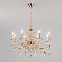 Подвесная люстра Eurosvet 10094/8 золото/прозрачный хрусталь Strotskis Подвесная люстра Eurosvet 10094/8 золото/прозрачный хрусталь Strotskis