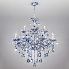 Подвесная люстра Eurosvet 3015/12 хром/лазурный хрусталь Strotskis