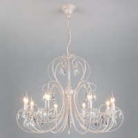 Подвесная люстра Eurosvet 3305/8 белый с золотом/прозрачный хрусталь Strotskis Подвесная люстра Eurosvet 3305/8 белый с золотом/прозрачный хрусталь Strotskis