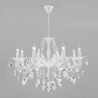 Подвесная люстра Eurosvet Veletta 10108/8 белый/прозрачный хрусталь Strotskis Подвесная люстра Eurosvet Veletta 10108/8 белый/прозрачный хрусталь Strotskis