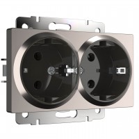 Розетка двойная с заземлением Werkel глянцевый никель W1172002 4690389158094 Розетка двойная с заземлением Werkel глянцевый никель W1172002 4690389158094