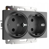 Розетка двойная с заземлением Werkel графит рифленый W1172004 4690389158650 Розетка двойная с заземлением Werkel графит рифленый W1172004 4690389158650