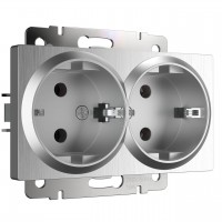 Розетка двойная с заземлением Werkel серебряный рифленый W1172009 4690389159831 Розетка двойная с заземлением Werkel серебряный рифленый W1172009 4690389159831