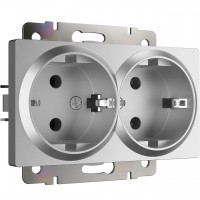 Розетка двойная с заземлением Werkel серебряный W1172006 4690389156465 Розетка двойная с заземлением Werkel серебряный W1172006 4690389156465