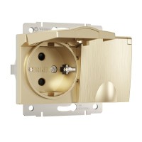 Розетка двойная влагозащищенная с заземлением с защитной крышкой и шторками Werkel шампань рифленый W1172210 4690389178108 Розетка двойная влагозащищенная с заземлением с защитной крышкой и шторками Werkel шампань рифленый W1172210 4690389178108