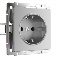 Розетка с заземлением, безвинтовой зажим Werkel серебряный W1171306 4690389156441 Розетка с заземлением, безвинтовой зажим Werkel серебряный W1171306 4690389156441