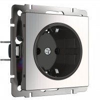 Розетка с заземлением и шторками Werkel глянцевый никель W1171102 4690389157806 Розетка с заземлением и шторками Werkel глянцевый никель W1171102 4690389157806