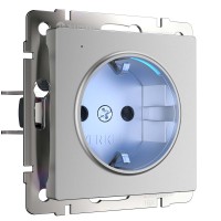 Розетка с заземлением с подветкой Werkel серебряный W1171406 4690389171680 Розетка с заземлением с подветкой Werkel серебряный W1171406 4690389171680