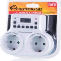 Розетка-таймер Elektrostandard TMH-E-5 16A x2 IP20 Белый 4690389032424 Розетка-таймер Elektrostandard TMH-E-5 16A x2 IP20 Белый 4690389032424
