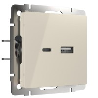 Розетка USB Werkel тип A+С слоновая кость W1171803 4690389171376 Розетка USB Werkel тип A+С слоновая кость W1171803 4690389171376