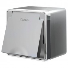 Розетка влагозащищенная с заземлением с защитной крышкой и шторками Werkel Gallant серебряный W5071206 4690389167171 Розетка влагозащищенная с заземлением с защитной крышкой и шторками Werkel Gallant серебряный W5071206 4690389167171