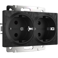 Розетка Werkel Hammer двойная с заземлением черный W1272008 4690389162961 Розетка Werkel Hammer двойная с заземлением черный W1272008 4690389162961