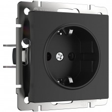 Розетка Werkel с заземлением и шторками черный матовый W1171108 4690389156885 Розетка Werkel с заземлением и шторками черный матовый W1171108 4690389156885