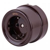 Розетка Werkel с заземлением Retro коричневая WL18-03-01 4690389100710 Розетка Werkel с заземлением Retro коричневая WL18-03-01 4690389100710