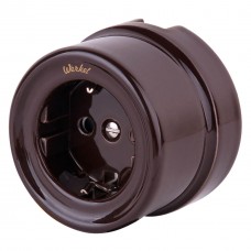 Розетка Werkel с заземлением Retro коричневая WL18-03-01 4690389100710 Розетка Werkel с заземлением Retro коричневая WL18-03-01 4690389100710