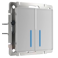 Сенсорный выключатель двухклавишный Werkel с подсветкой серебряный W4520006 4690389179563 Сенсорный выключатель двухклавишный Werkel с подсветкой серебряный W4520006 4690389179563