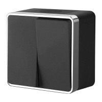 Выключатель двухклавишный влагозащищенный Werkel Gallant черный/хром W5020235 4690389164286 Выключатель двухклавишный влагозащищенный Werkel Gallant черный/хром W5020235 4690389164286