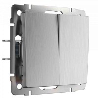 Выключатель двухклавишный Werkel (cеребряный рифленый) W1122009 4690389159626 Выключатель двухклавишный Werkel (cеребряный рифленый) W1122009 4690389159626