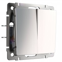 Выключатель двухклавишный Werkel глянцевый никель W1120002 4690389157882 Выключатель двухклавишный Werkel глянцевый никель W1120002 4690389157882