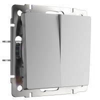 Выключатель двухклавишный Werkel серебряный W1120006 4690389155789 Выключатель двухклавишный Werkel серебряный W1120006 4690389155789