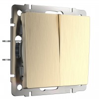 Выключатель двухклавишный Werkel шампань рифленый W1120010 4690389160158 Выключатель двухклавишный Werkel шампань рифленый W1120010 4690389160158