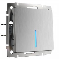 Выключатель одноклавишный проходной с подсветкой Werkel cеребряный рифленый W1112109 4690389158919 Выключатель одноклавишный проходной с подсветкой Werkel cеребряный рифленый W1112109 4690389158919