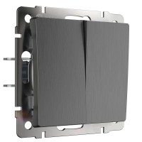 Выключатель Werkel двухклавишный проходной графит рифленый W1122004 4690389158483 Выключатель Werkel двухклавишный проходной графит рифленый W1122004 4690389158483