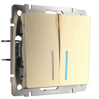 Выключатель Werkel двухклавишный проходной с подсветкой шампань рифленый W1122110 4690389160257 Выключатель Werkel двухклавишный проходной с подсветкой шампань рифленый W1122110 4690389160257