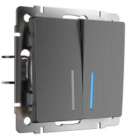 Выключатель Werkel двухклавишный с подсветкой графит рифленый W1120104 4690389158476 Выключатель Werkel двухклавишный с подсветкой графит рифленый W1120104 4690389158476