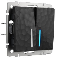 Выключатель Werkel Hammer двухклавишный проходной с подсветкой черный W1222108 4690389162640 Выключатель Werkel Hammer двухклавишный проходной с подсветкой черный W1222108 4690389162640