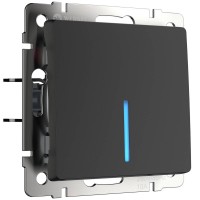 Выключатель Werkel одноклавишный проходной с подсветкой черный матовый W1112108 4690389156670 Выключатель Werkel одноклавишный проходной с подсветкой черный матовый W1112108 4690389156670