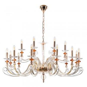 Люстра Crystal Lux CATARINA SP12+6 V2 GOLD/TRANSPARENT-COGNAC