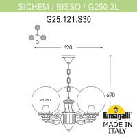 Подвесной уличный светильник FUMAGALLI SICHEM/G250 3L. G25.120.S30.VXF1R Подвесной уличный светильник FUMAGALLI SICHEM/G250 3L. G25.120.S30.VXF1R