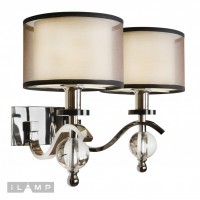 Настенный светильник iLamp Malibu W2335-2 Никель+коричневый Настенный светильник iLamp Malibu W2335-2 Никель+коричневый
